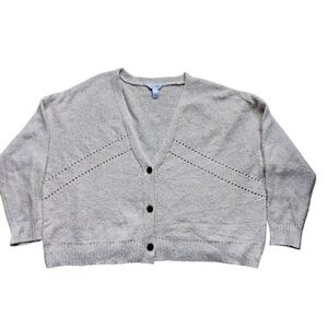 Arizona Jean Co. 1X Gauge cotton CCardigan  Knit Button Front Beige Plus  1XL